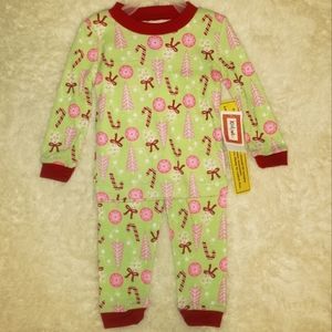 NWT Midgets Candy Cane PJ set, green and red, 12M